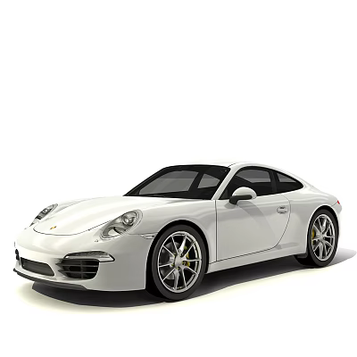 White Porsche Sports Car With Modern Sleek Exterior And Alloy Wheels 3d model