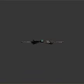 Futuristic Winged Aircraft Model With Metallic Texture And Blue Accent Design