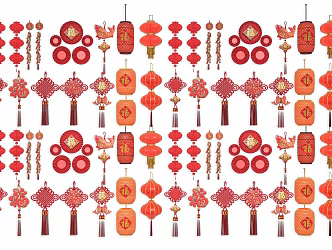 Chinese Lantern Beautiful Chen Combination New Chinese Outdoor Lantern New Year Red Lantern Hanging Lantern New Year Lantern 3d model