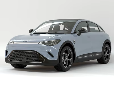 Light Blue Modern Electric Car Front View 3d model