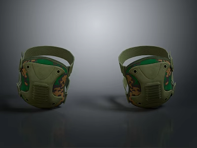 Green Camouflage Knee Pads With Elastic Straps For Protective Daily Use 3d model