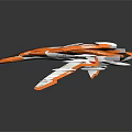 Futuristic White And Orange Spaceship With Streamlined Design For Cosmic Exploration