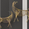 Elegant Gold Wire Horse Shaped Wall Decor For Modern Home Interior Decoration