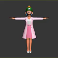 Animated Character And Mushroom Creature Wearing Green Hat Pink Coat Standing With Arms Outstretched