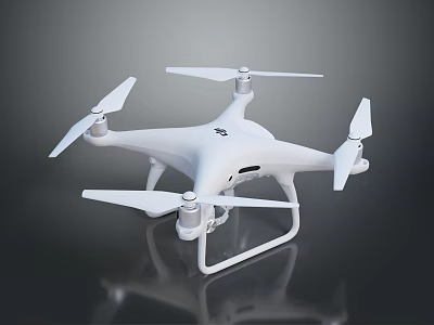 High Quality White Quadcopter Drone With Four Propellers And Landing Gear Design 3d model