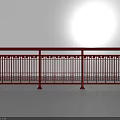 Red Metal Decorative Railing With Vertical Bars Classic Design And Sturdy Structure