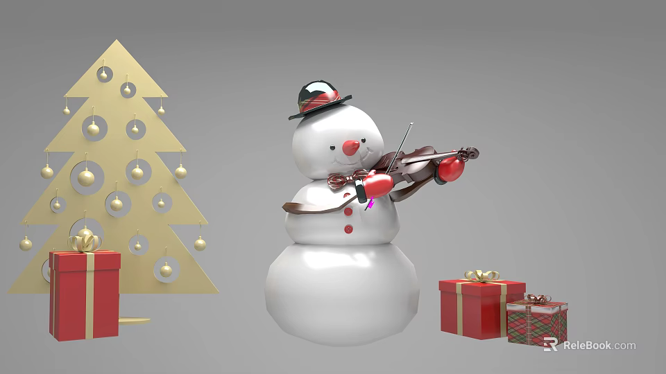 Festive Commercial Decorative Equipment With Snowman Christmas Tree And Gift Boxes 3d model 