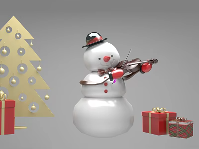Festive Commercial Decorative Equipment With Snowman Christmas Tree And Gift Boxes 3d model
