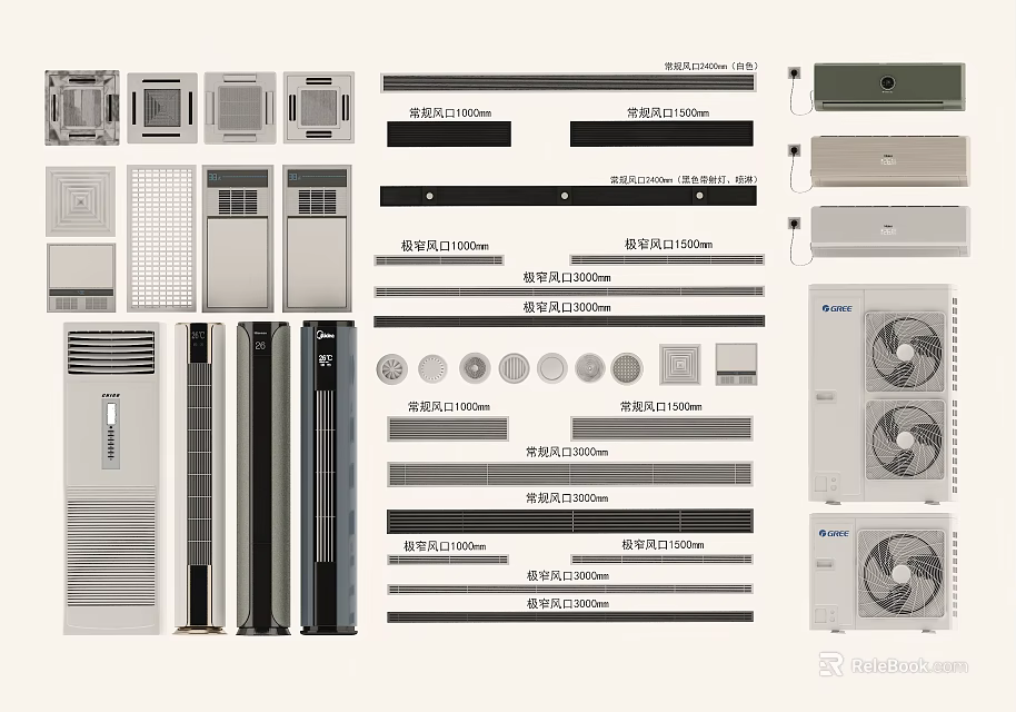 Various Models of Air Conditioners and Fans with Modern Designs for Home Use 3d model 