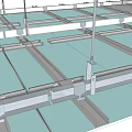 Ceiling Installation Structure Featuring Metal Framework And Grid Support System 3d model