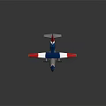 Modern Blue Red White Passenger Aircraft With Twin Propeller Wings And Circular Tail Logo