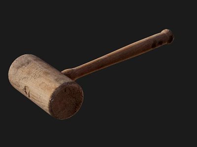 Wooden Mallet Hardware Tool With Solid Wood Handle For Carpentry Work 3d model