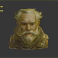 Detailed 3D Head Sculpture Of Man With White Hair Beard And Leather Outfit