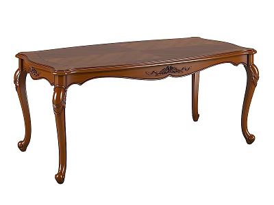 Classical Wooden Table With Intricate Carved Details And Elegant Curved Legs 3d model