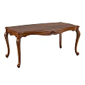 Classical Wooden Table With Intricate Carved Details And Elegant Curved Legs