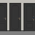 Dark Gray Flush Doors With Different Panel Designs And Metal Handles For Home Interior 3d model