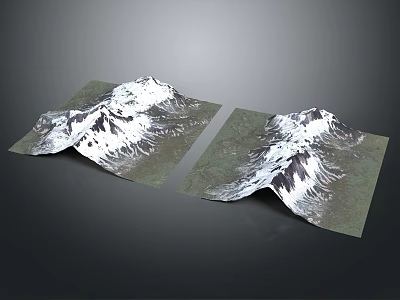 Snow Covered Mountain Terrain 3D Rendered Map Display With Detailed Landscape 3d model