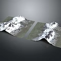 Snow Covered Mountain Terrain 3D Rendered Map Display With Detailed Landscape