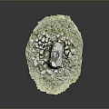 Large Natural Stone Rock 3D Model Surrounded By Small Stones And Green Grass