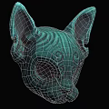 Intricate Teal Cat Mask With Carved Swirl Patterns And Large Ears