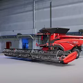 Red CASE IH Combine Harvester with Large Tires Agricultural Functional Vehicle in Warehouse