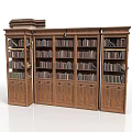 Elegant Traditional Wood Bookcase With Multiple Shelves Filled With Books And Cabinet Doors