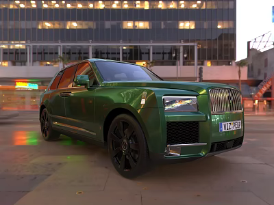 Green Rolls Royce SUV In Urban Street Scene 3d model