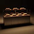 Modern Retail Display Showcase Shelf With Glass Door And Tiered Bread Storage