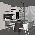 Modern Restaurant Dining Table and Chair Island Table Island Table 3d model
