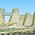 Modern Urban Cityscape With Unique Skyscrapers Rivers And Green Spaces