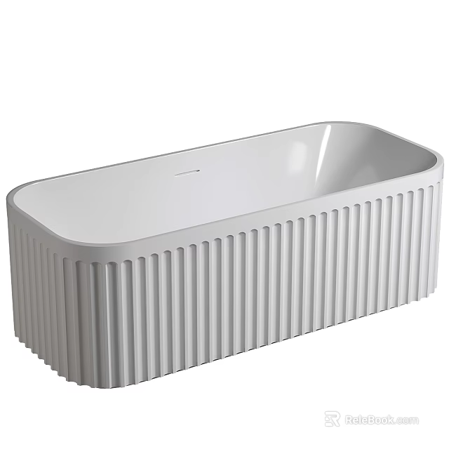 Modern White Ribbed Freestanding Bathtub Design for Contemporary Bathroom Interiors 3d model 