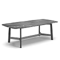 Stylish Modern Dining Table Featuring Marble Top And Black Metal Legs