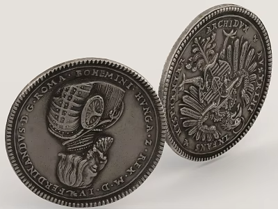 Decorative Metal Coins With Vintage Design Double Sided Engraving Eagle Pattern Textured Details Household Decor 3d model
