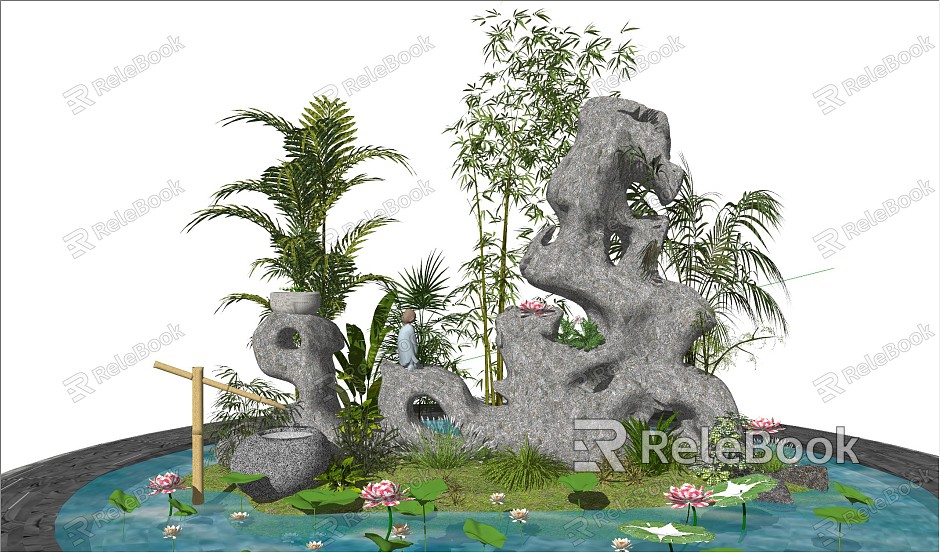 New Chinese style landscape sketch courtyard landscape model