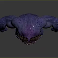 Mythical Character And Purple Monster Creature With Orange Eyes Horns Muscular Body Fierce Look