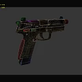Modern Black Tactical Pistol With Textured Grip And Sight Features