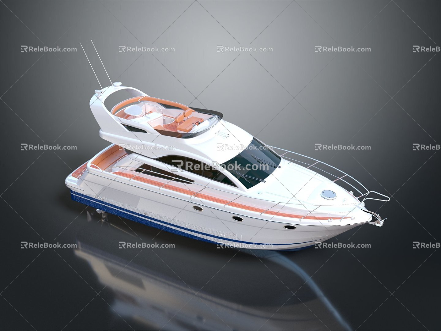 Modern Yacht Sailing by Speedboat 3d model