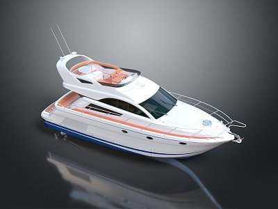 Modern Yacht Sailing by Speedboat 3d model