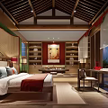 New Chinese Guest Room Tang Song Country Guest House Suite Master 3d model