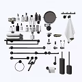 Modern Bathroom Accessories with Black Metal Towel Racks Mirror Soap Dispensers and Holders