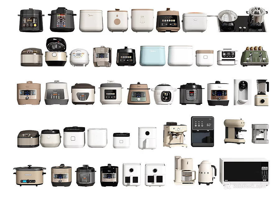 Various Types Of Modern Kitchen Appliances For Home Use Display Collection 3d model 