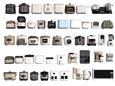 Various Types Of Modern Kitchen Appliances For Home Use Display Collection 3d model