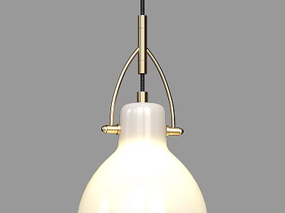 Modern Minimalist Pendant Light With White Lampshade And Golden Metal Frame 3d model