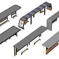 Modern Bus Station Designs With Various Roof Structures Seating And Information Boards