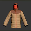 Hooded Two Tone Jacket With Orange And Beige Design And Red Zipper For Casual Wear