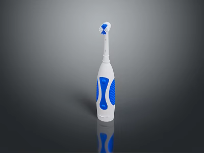 Electric Toothbrush With White And Blue Ergonomic Grip Handle And Soft Bristle Head 3d model