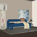 Double sofa leisure sofa floor lamp side corner table 3d model