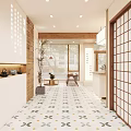 Elegant Clubhouse Interior With Tea Baking Areas Staircase And Plants