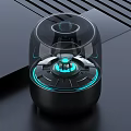 Modern Headphone Speaker With Transparent Top Blue LED Light And Black Design