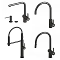 Modern Black Water Faucets Collection With Different Curved Spout And Handle Designs